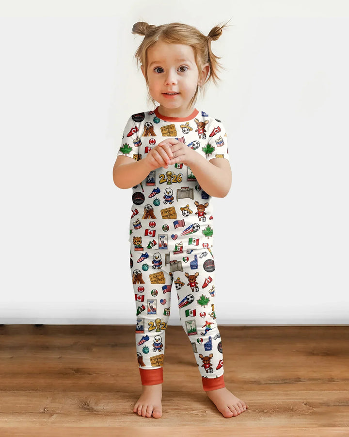 Soccer Cup 2026 Family Matching Bamboo Two Piece Short Sleeve Pajama Set