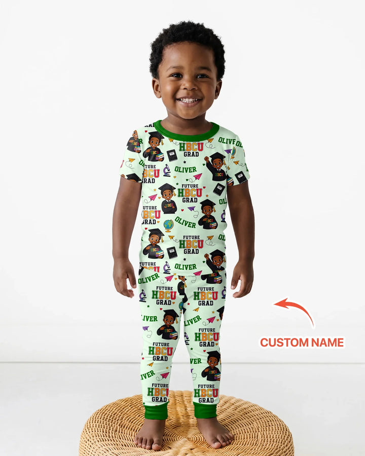 Custom Name Future HBCU Grad Bamboo Two Piece Short Sleeve Pajama Set