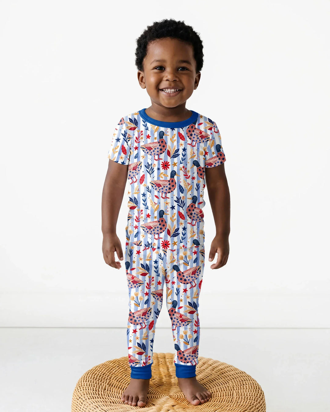 Patriotic Mallard Duck Bamboo Two Piece Short Sleeve Pajama Set