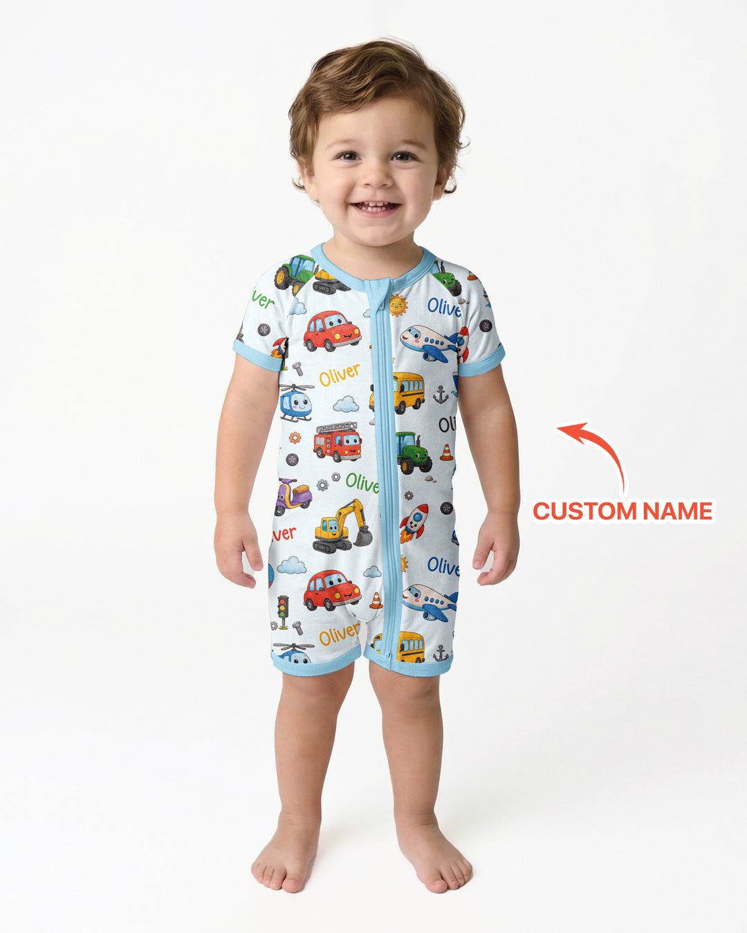 Plantilla PERSONALIZADA de Bambú Pijama Corto con Cremallera