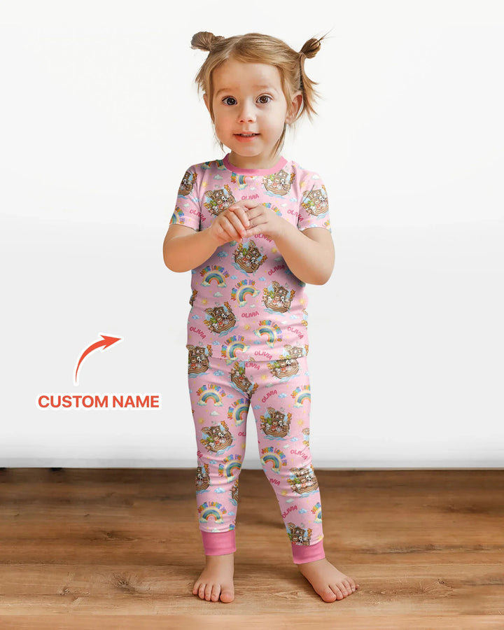 Conjunto de pijama de dos piezas de bambú de manga corta, plantilla personalizada