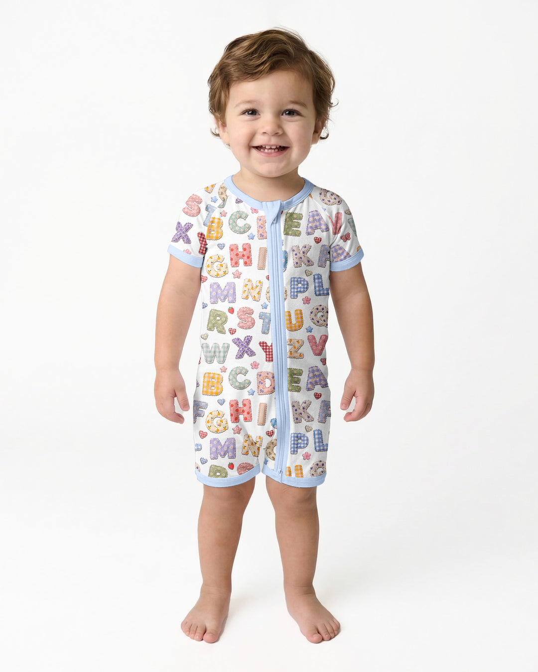 Fabric Alphabet Letters Bamboo Shorty Zippy