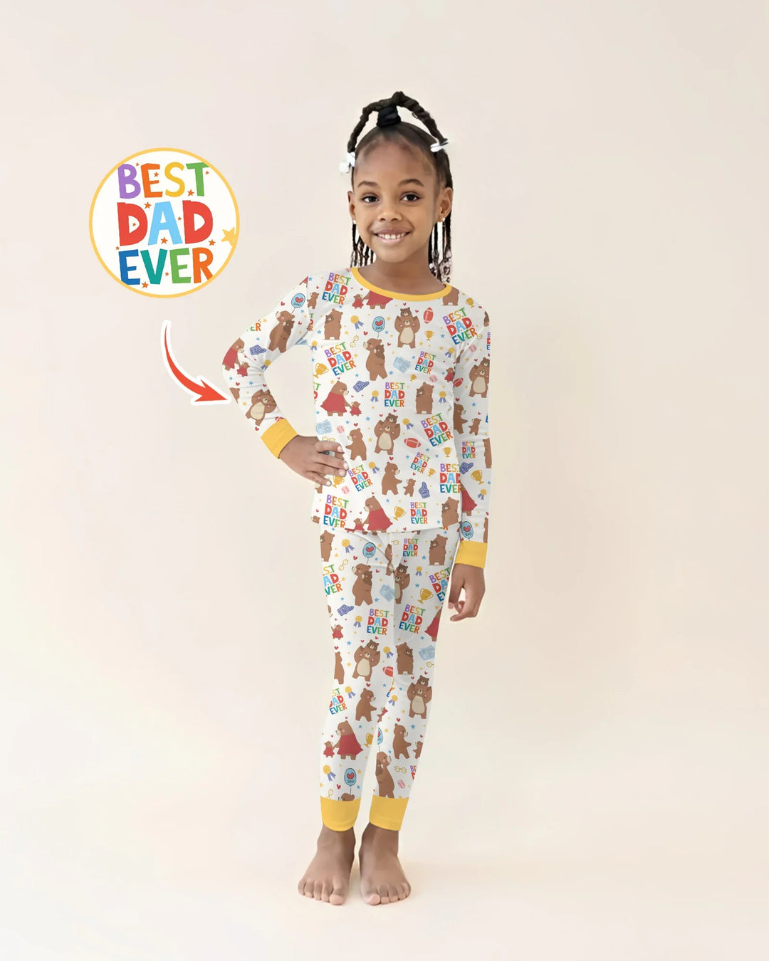 Best Daddy Bear Ever Family Matching Bamboo Two Piece Long Sleeve Pajama Set