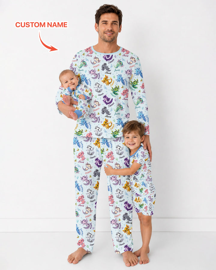 I Love You Axolotl Custom Name Bamboo Men's Pajama Set