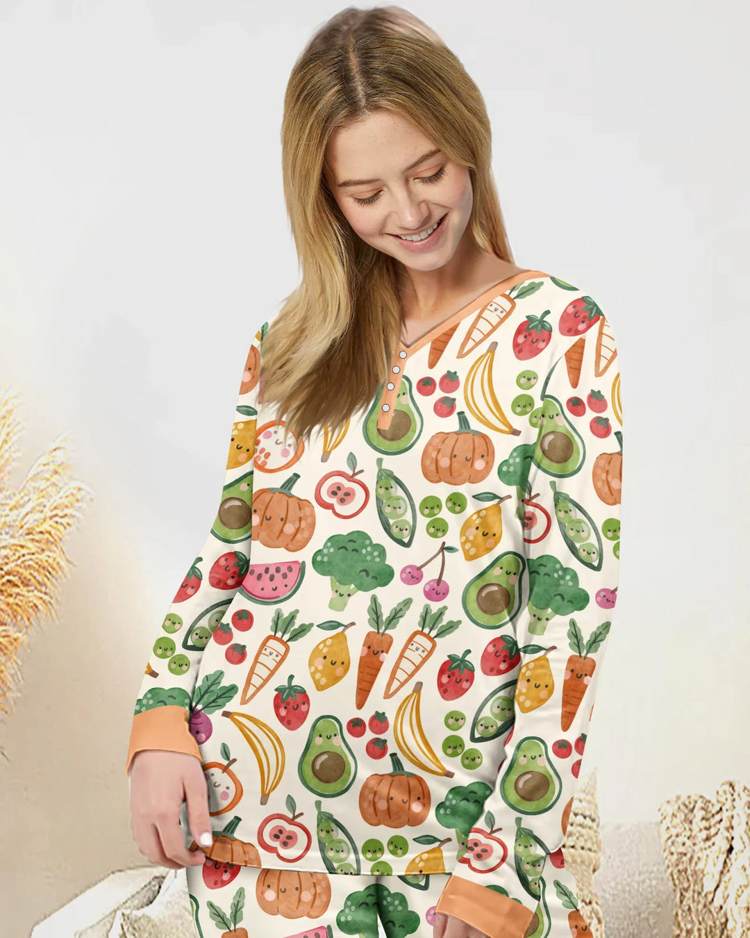 Plantilla de conjunto de pijama de mujer de bambú