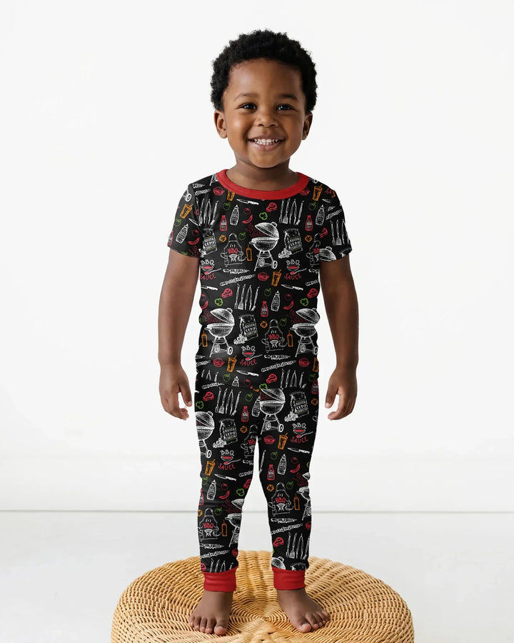 Backyard BBQ Party Family Matching Bamboo Two Piece Short Sleeve Pajama Set