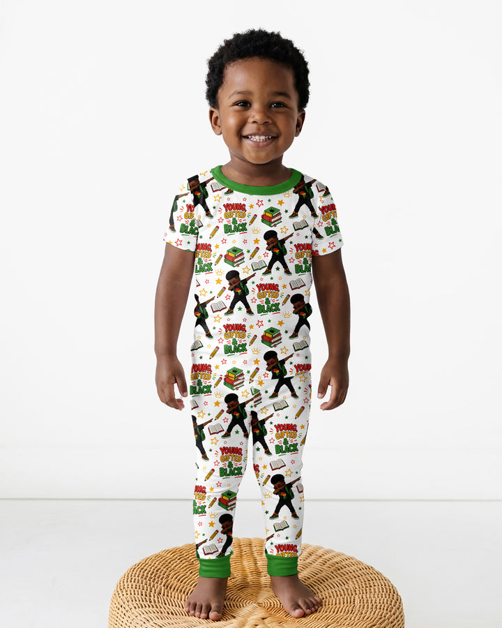 Conjunto de pijama de dos piezas de manga corta de bambú