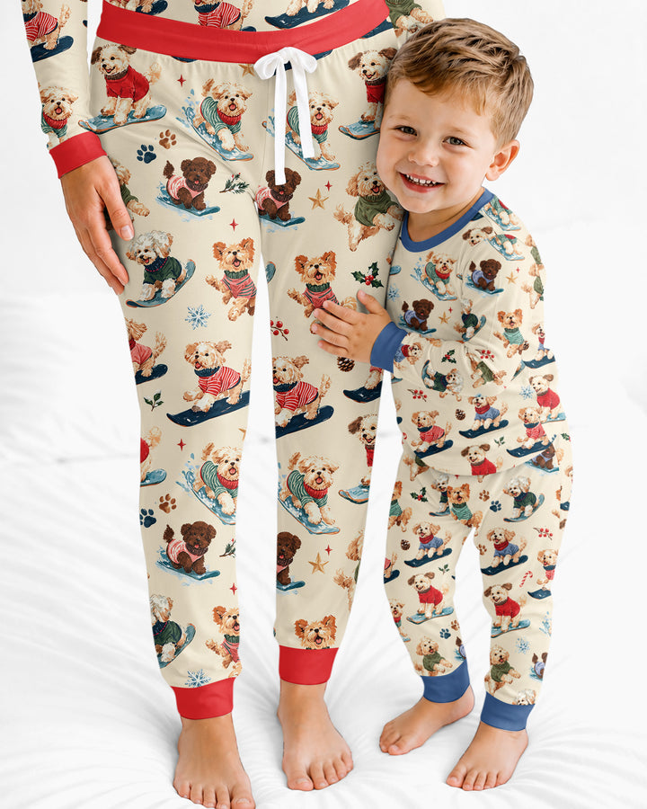 Snowboarding Dogs Bamboo Women Pajama Set