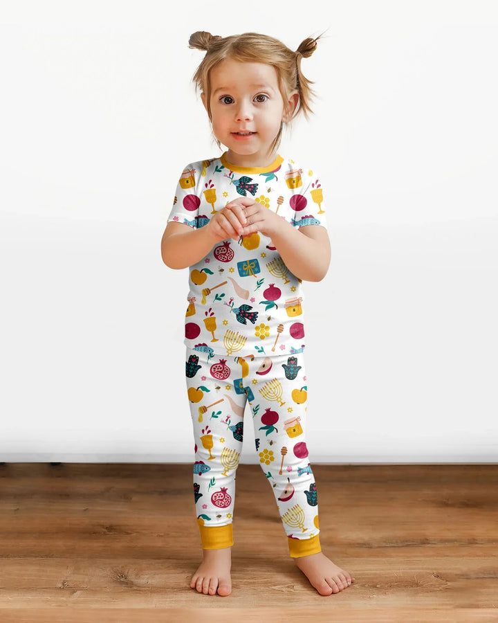 Shanah Tovah Party Bamboo Two Piece Short Sleeve Pajama Set