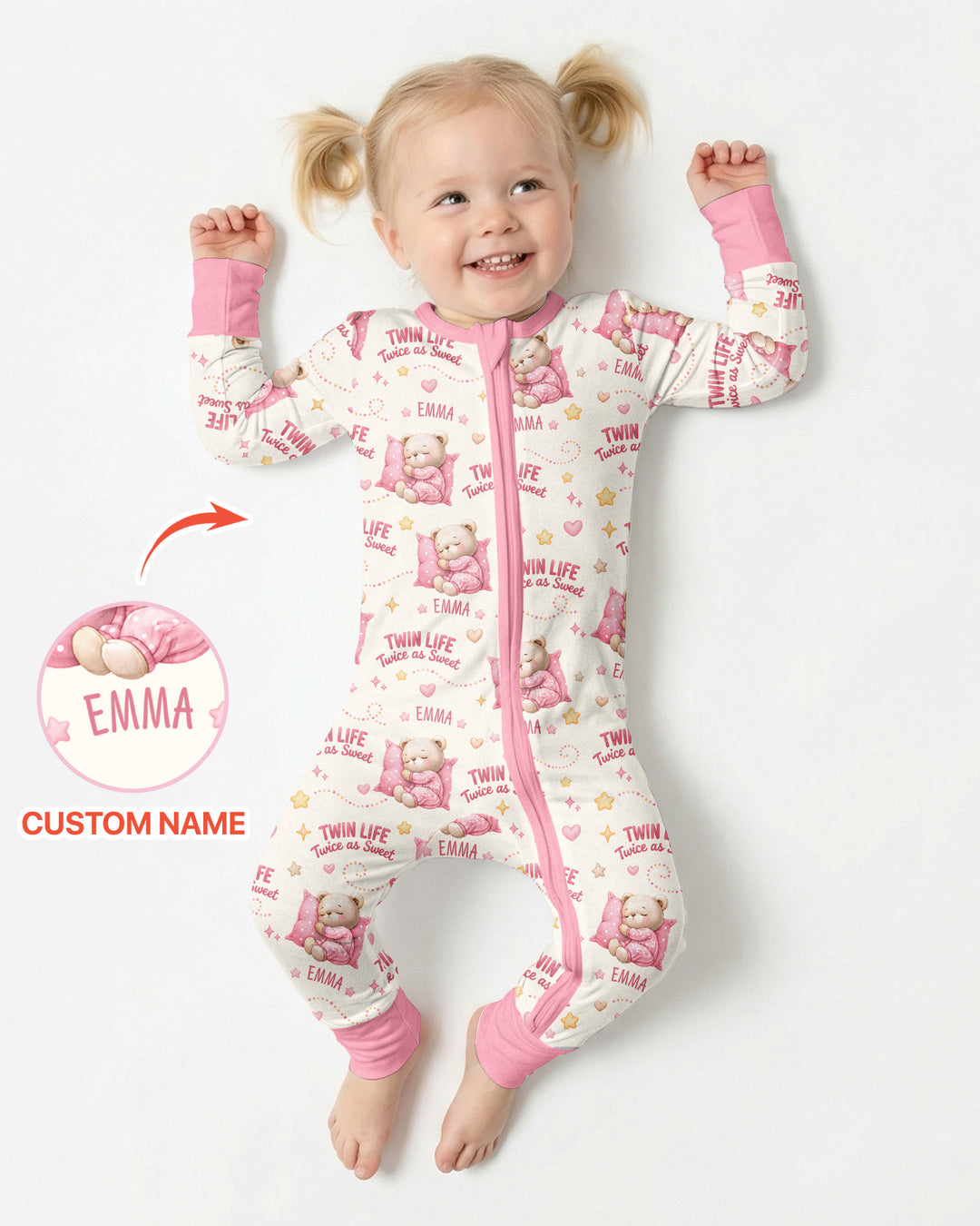 Custom Name Twin Life Twice As Sweet Bamboo Convertible Zippy