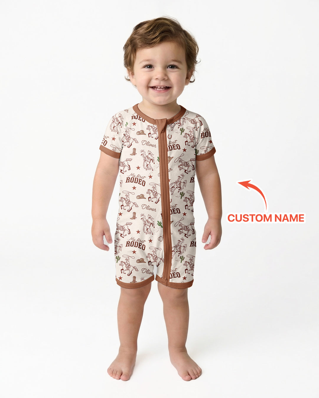 Plantilla PERSONALIZADA de Bambú Pijama Corto con Cremallera