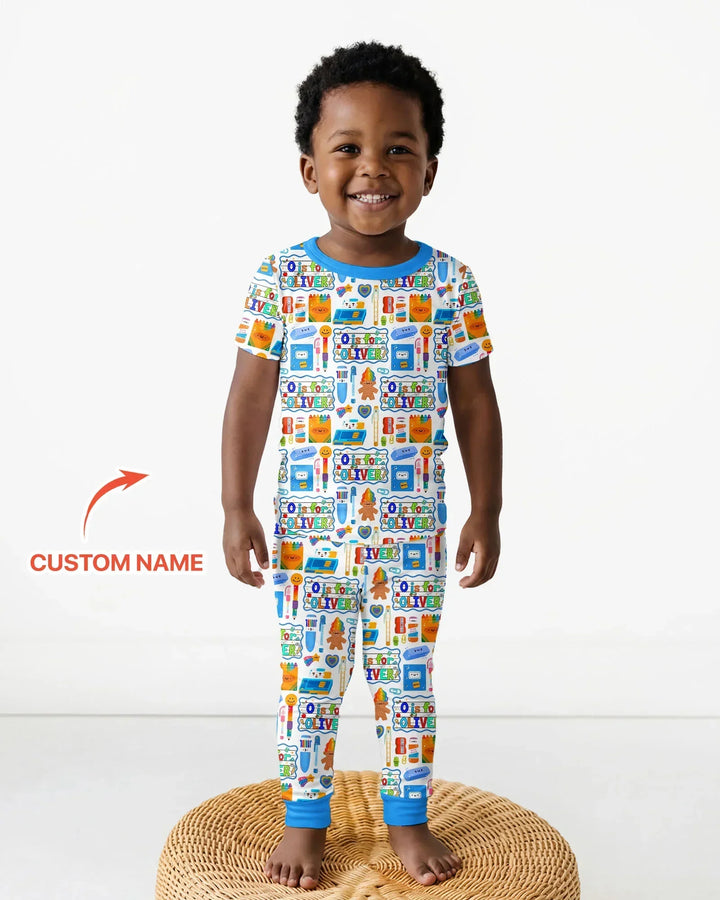 Custom Name Classroom Cuties Bamboo Two Piece Short Sleeve Pajama Set