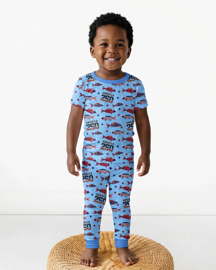 Conjunto de pijama de dos piezas de manga corta de bambú