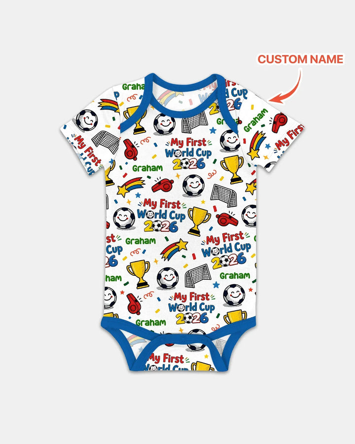 Custom Name My First Soccer Cup Bamboo Bodysuit