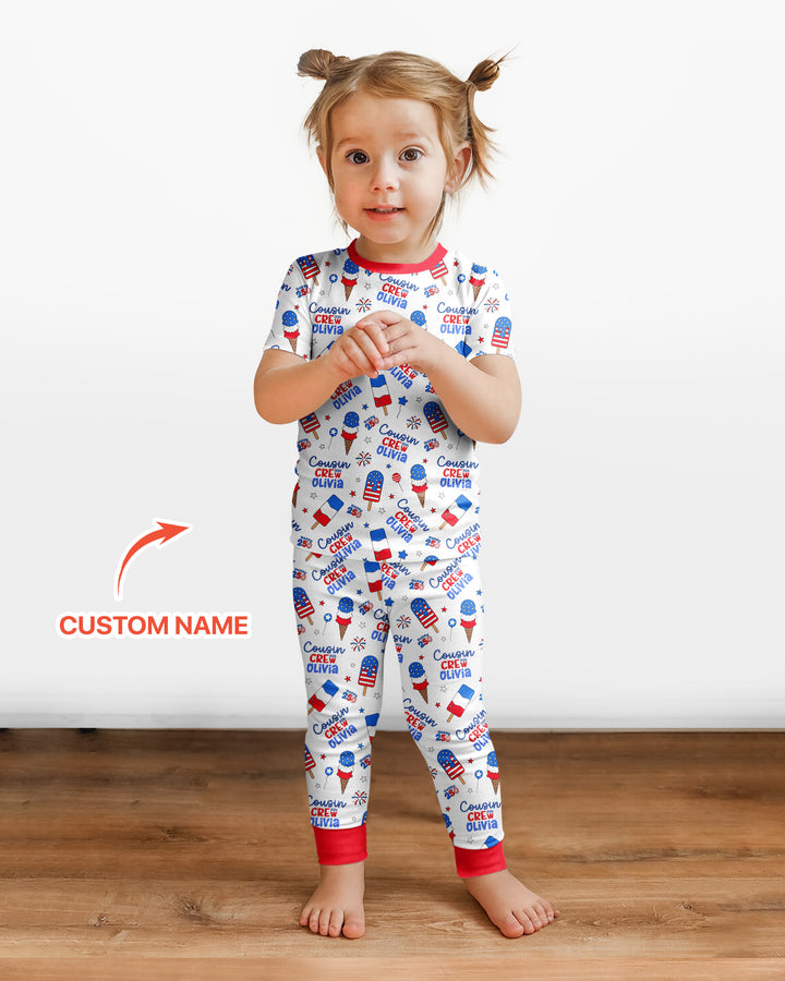 Conjunto de pijama de dos piezas de bambú de manga corta, plantilla personalizada