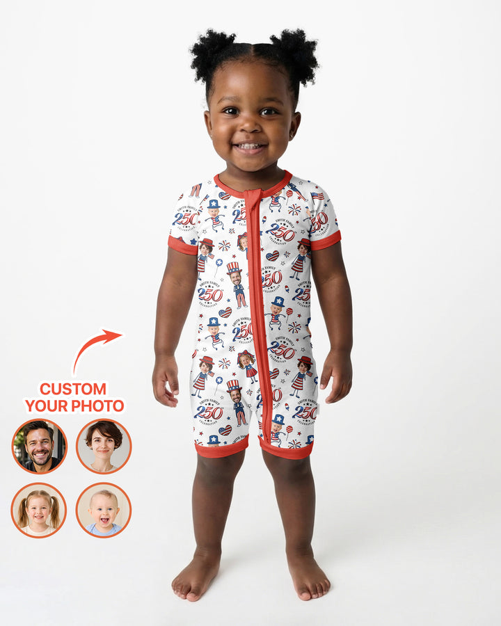 Custom Photo Smith Family Celebration Bamboo Shorty Zippy