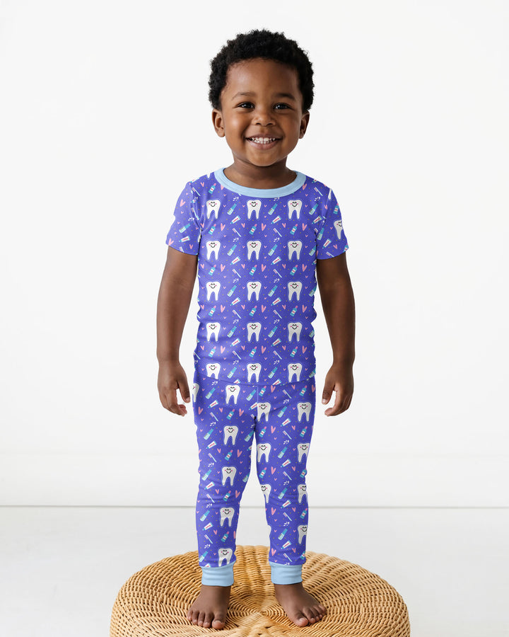 Brushing Teeth Bamboo Two-Piece Short Sleeve Pajama Set