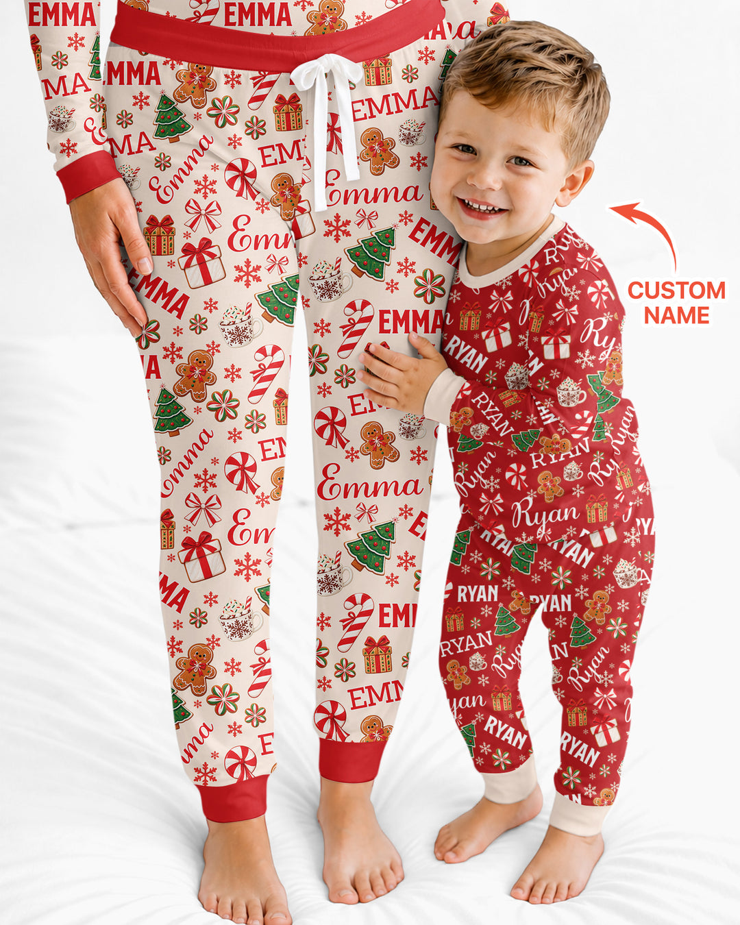 Merry Christmas Custom Name Bamboo Women Pajama Set