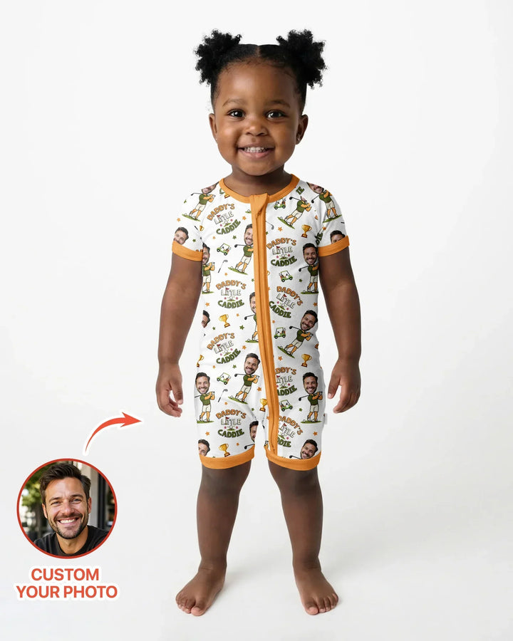 Custom Photo Daddy's Little Caddie Daddy & Me Matching Bamboo Shorty Zippy
