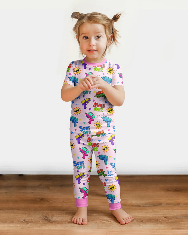 Sun Out Guns Out Bamboo Two Piece Short Sleeve Pajama Set