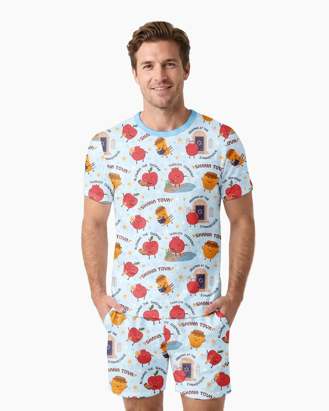 Sweet Sacred Moments Family Matching Bamboo Men Short Sleeve Short Pajama Set