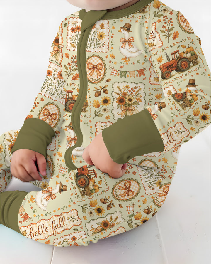 Farmhouse Fall Goose Family Matching Bamboo Convertible Zippy