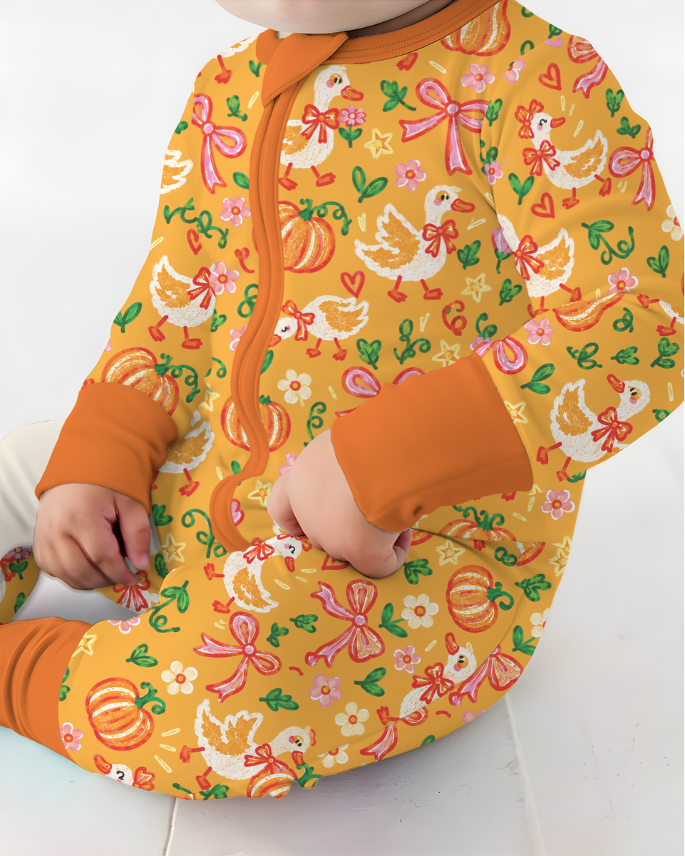 Cute Duck Pumpkin Fall Bamboo Convertible Zippy