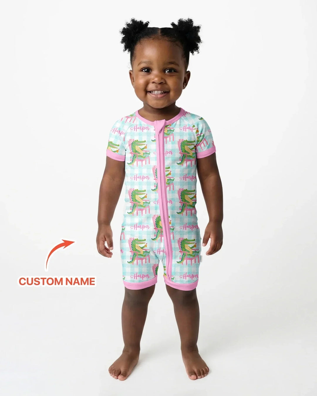 Custom Name Preppy Later Gator Bamboo Shorty Zippy