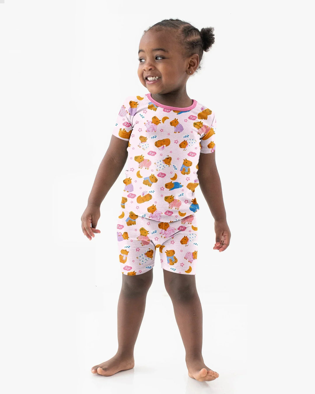 Conjunto de Pijama de Dos Piezas de Bambú con Mangas Cortas y Pantalones Cortos