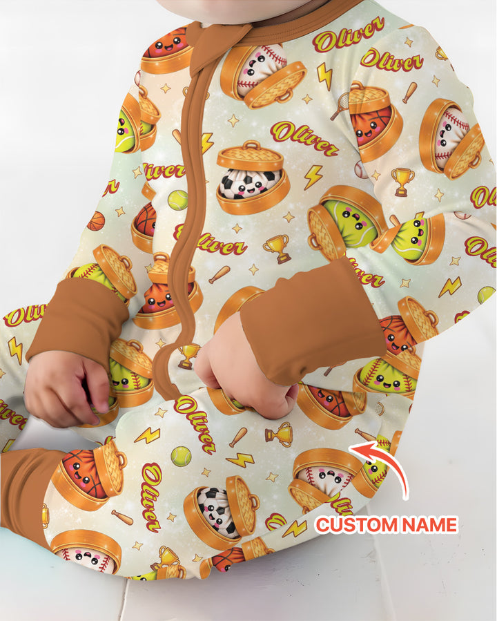 Custom Name Sports Dumpling Bamboo Convertible Zippy