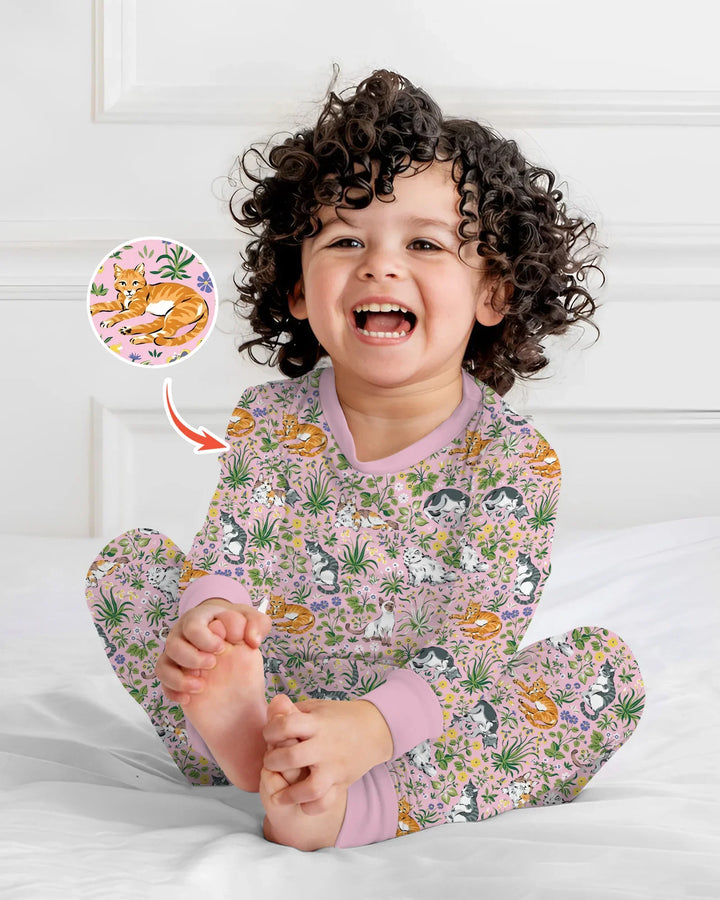 Zweiteiliges Langarm-Pyjama-Set mit Sommerfrüchten