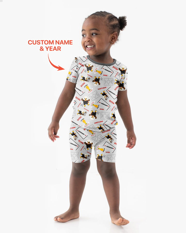 Pijama de bambú de dos piezas de manga corta con pantalón corto, plantilla personalizada
