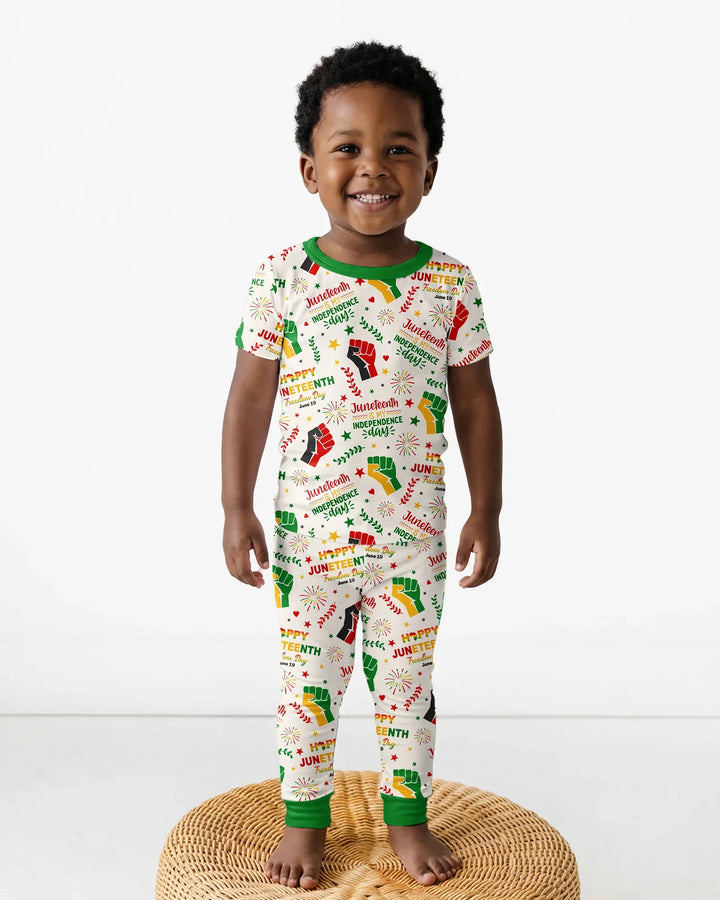 Conjunto de pijama de dos piezas de manga corta de bambú