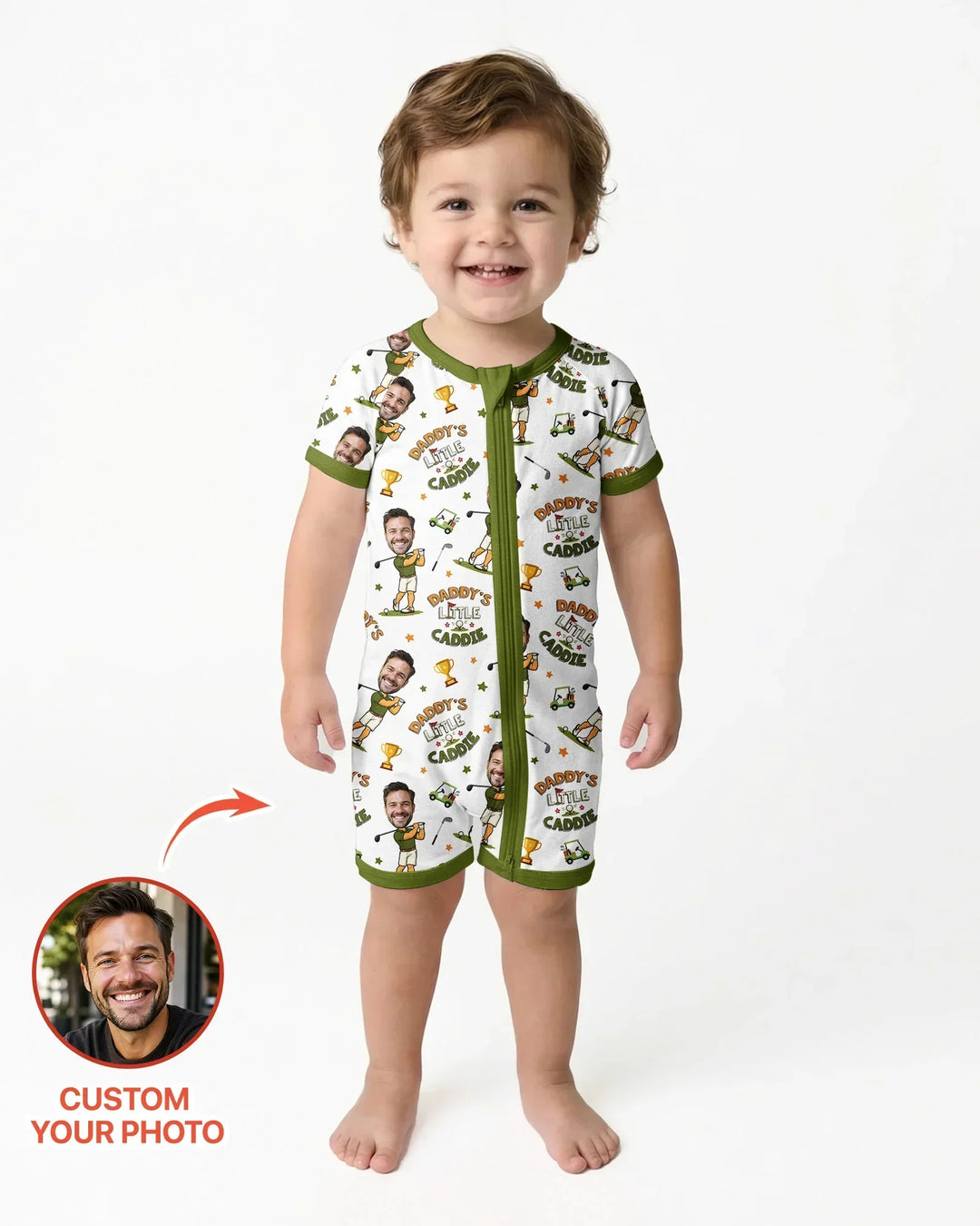 Custom Photo Daddy's Little Caddie Daddy & Me Matching Bamboo Shorty Zippy