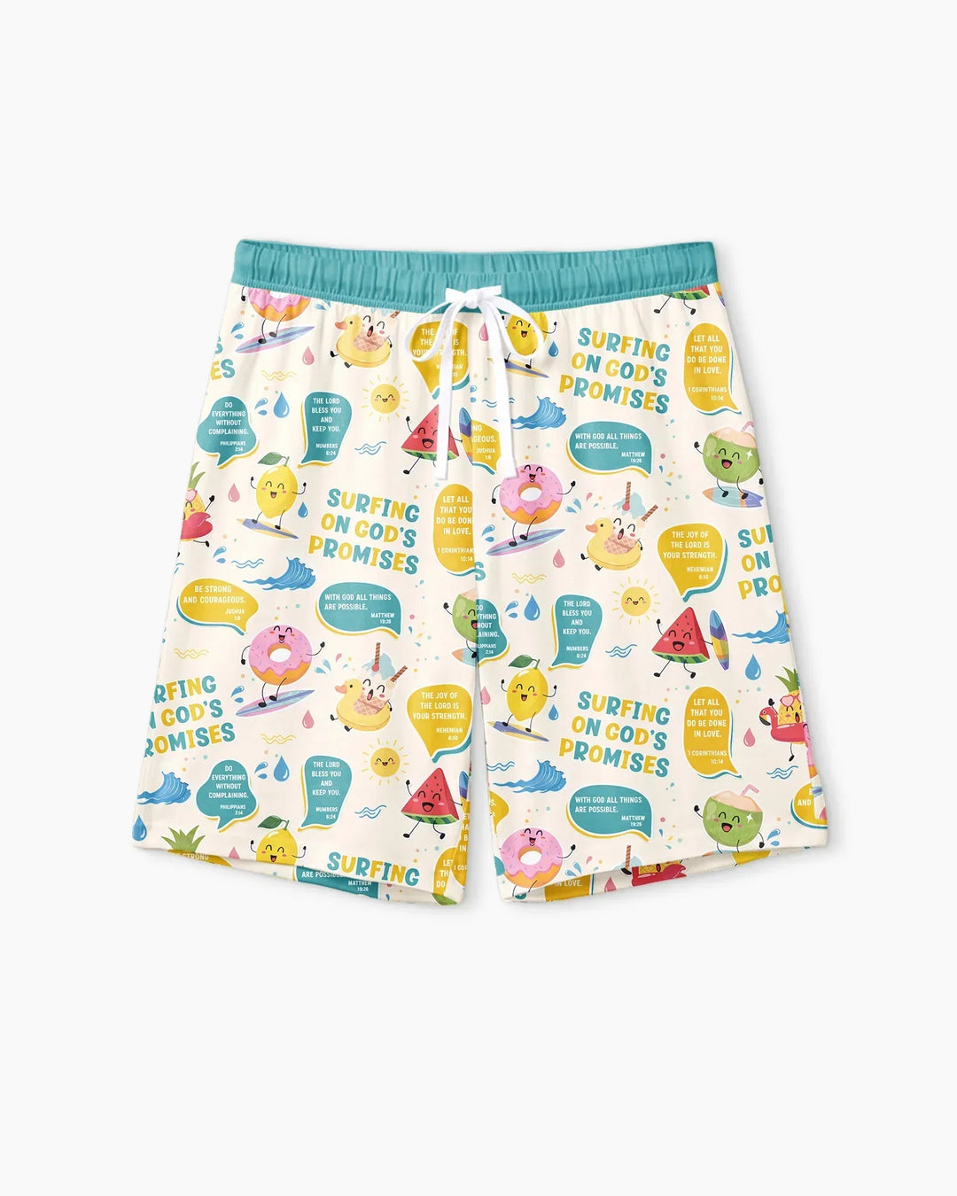 Summer Fruits Surfing On God's Promises Bamboo Men Short Sleeve Short Pajama Set