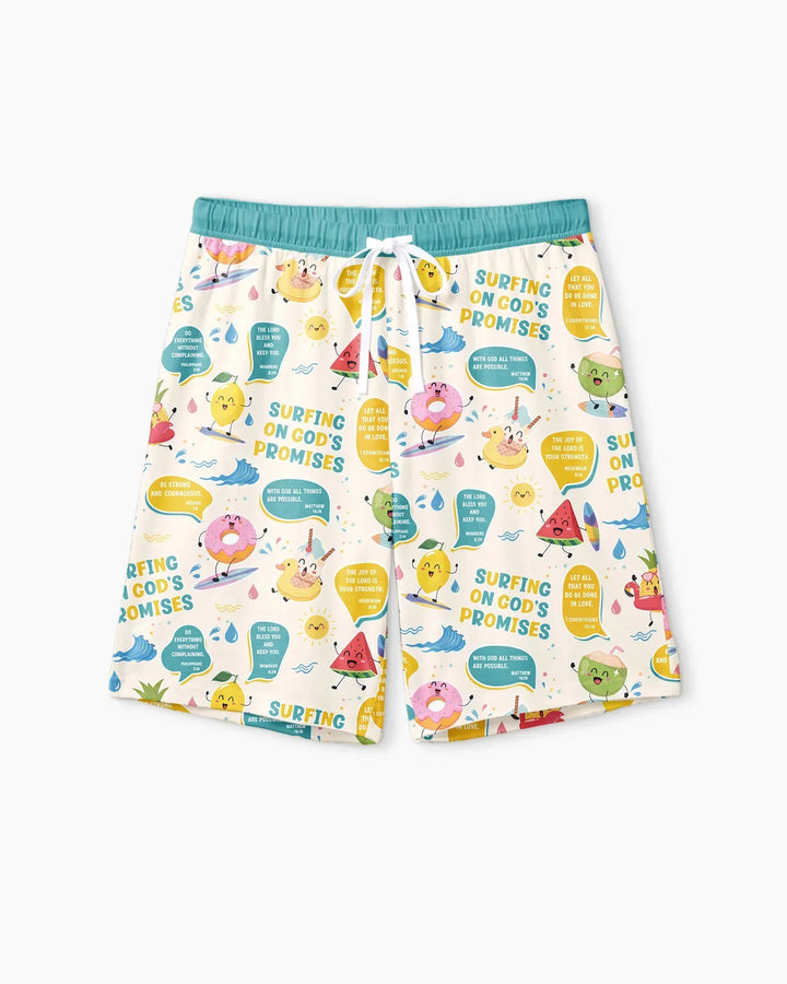 Summer Fruits Surfing On God's Promises Bamboo Men Short Sleeve Short Pajama Set