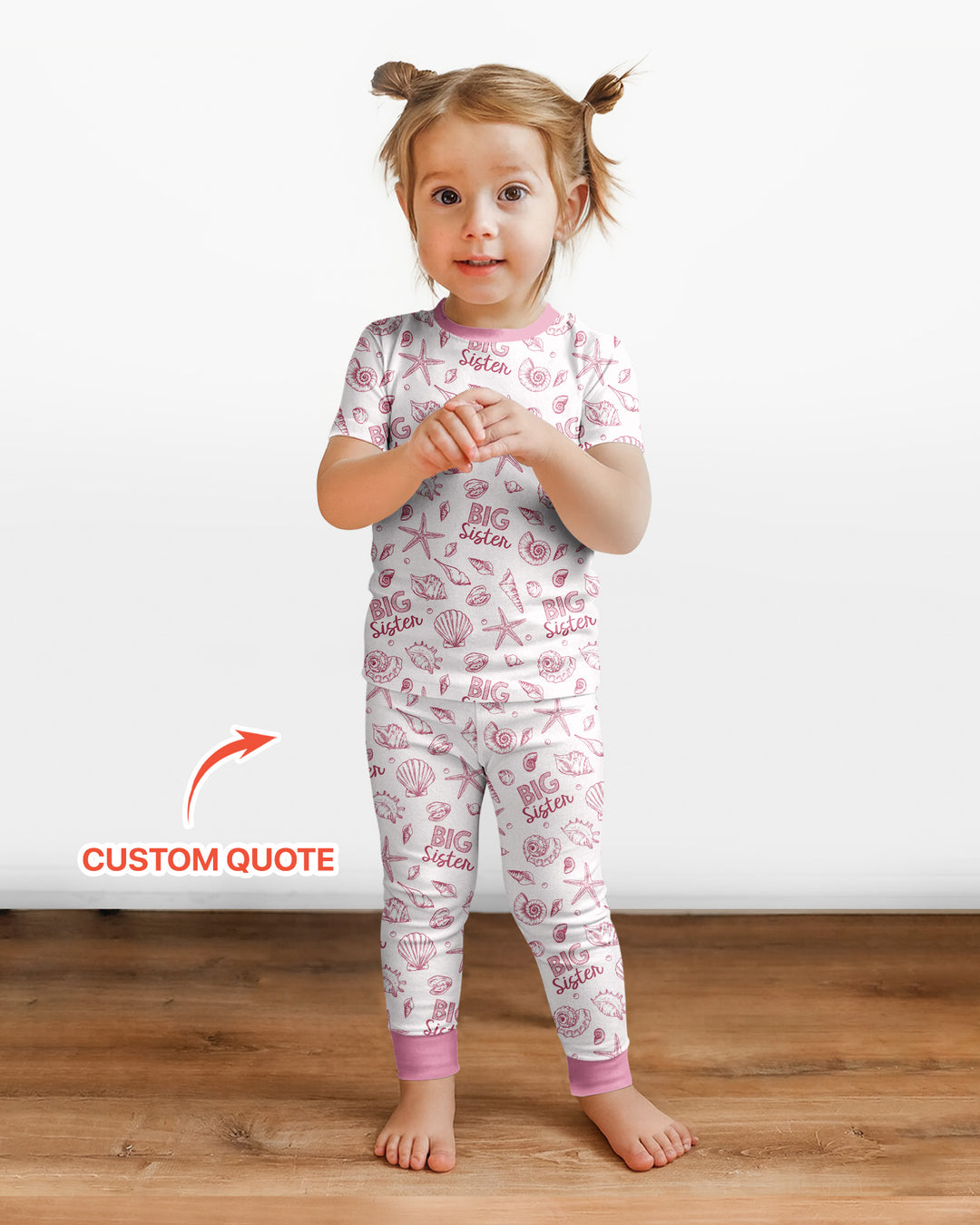 Coquette Seashell Matching Sibling Bamboo Two Piece Short Sleeve Pajama Set