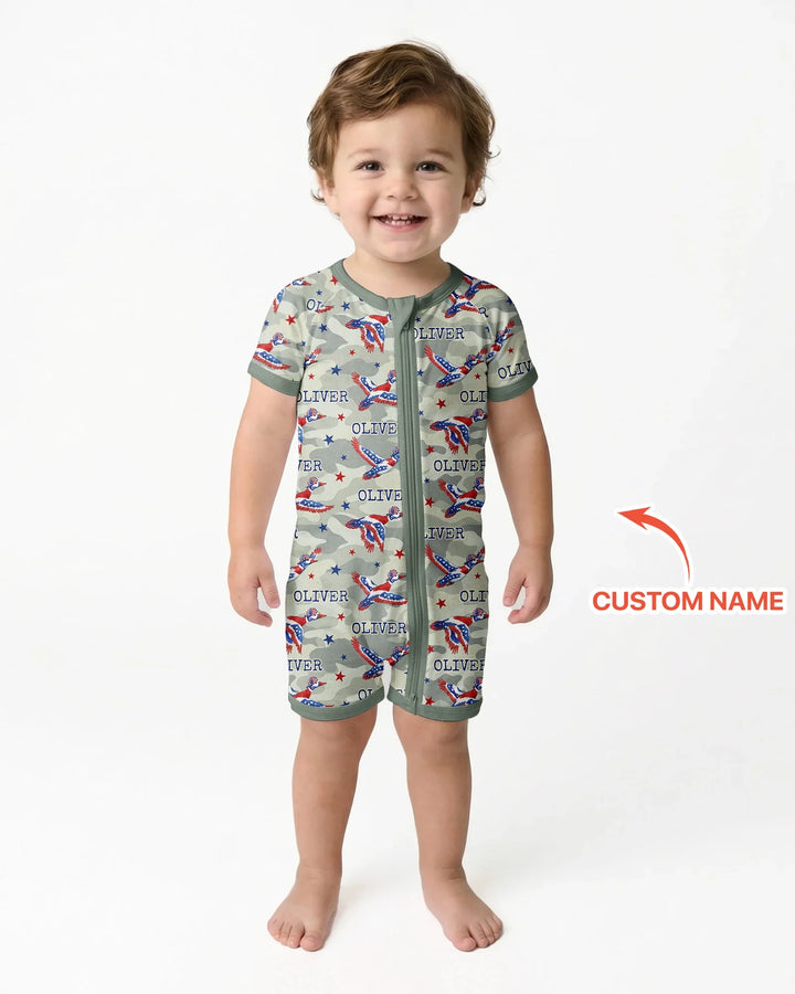 Plantilla PERSONALIZADA de Bambú Pijama Corto con Cremallera