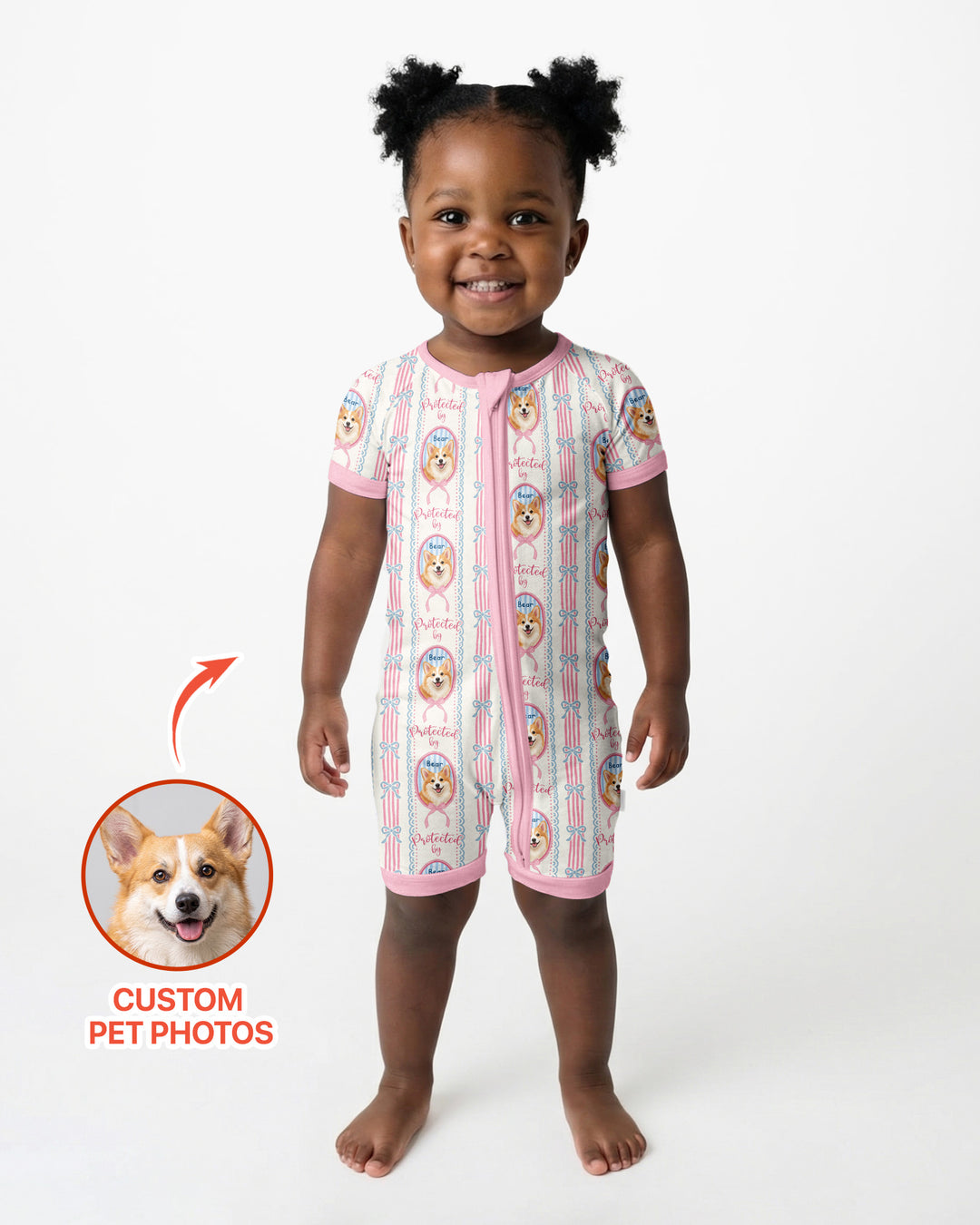 Custom Coquette Pet Photo Little Protector Bamboo Shorty Zippy