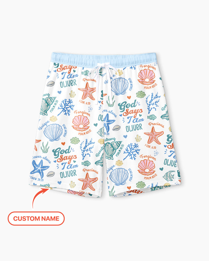 Coastal God Says I Am Custom Name Bamboo Men Short Sleeve Short Pajama Set