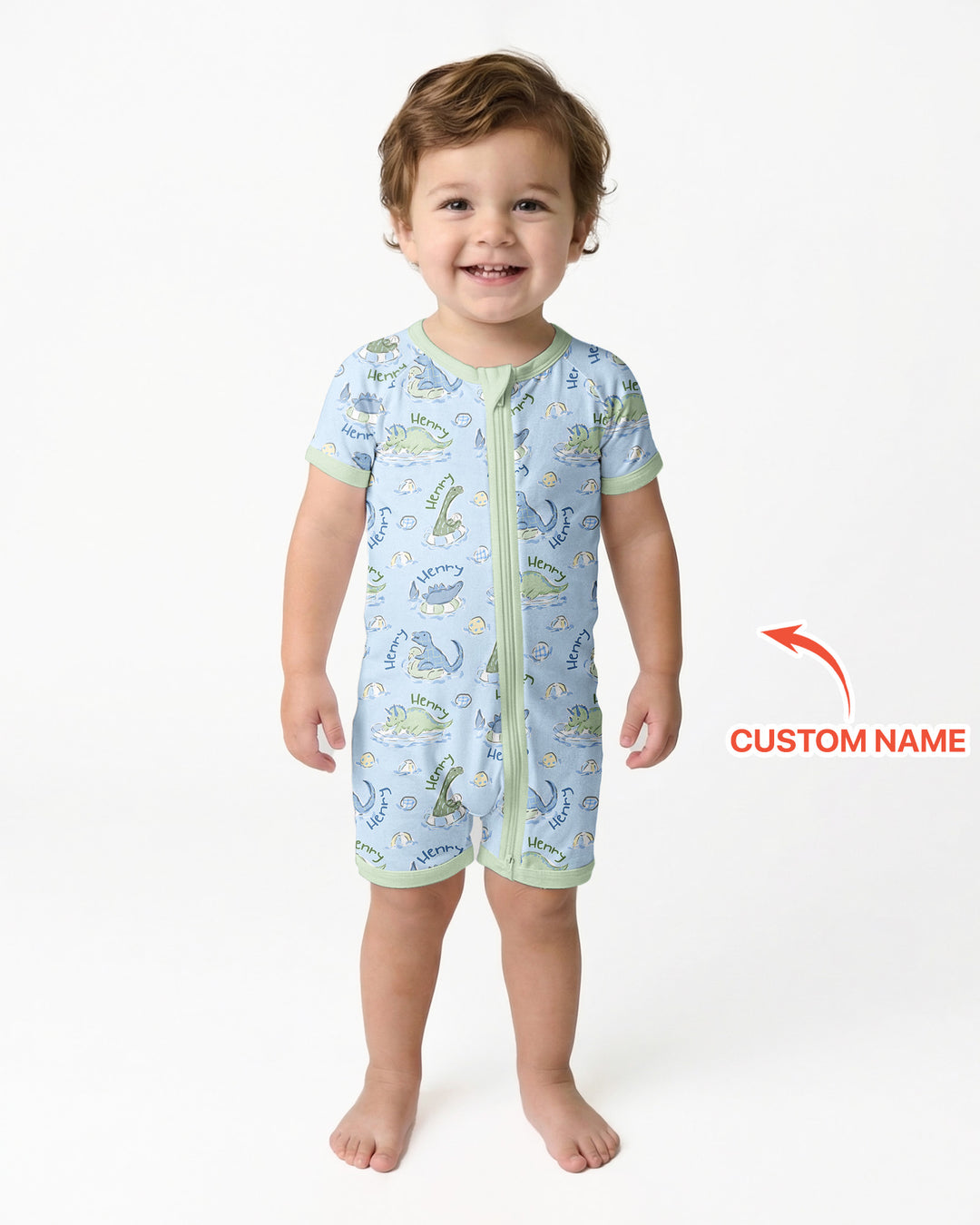 Plantilla PERSONALIZADA de Bambú Pijama Corto con Cremallera