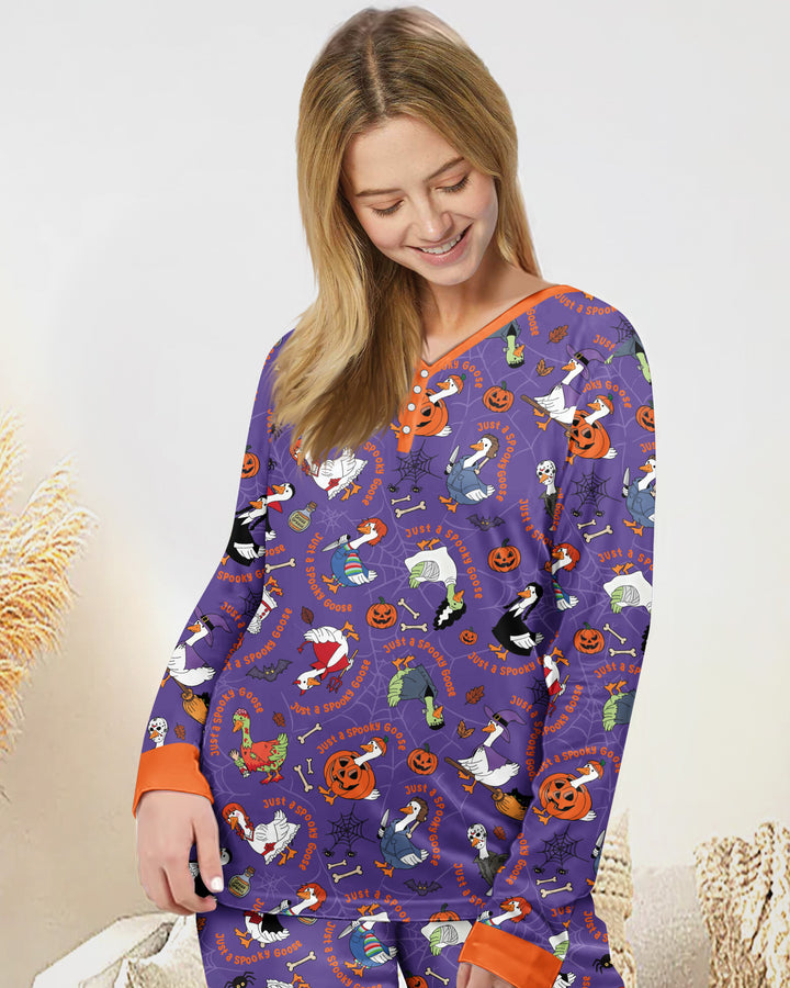 Just A Spooky Goose Family Matching Bamboo Women Pajama Set