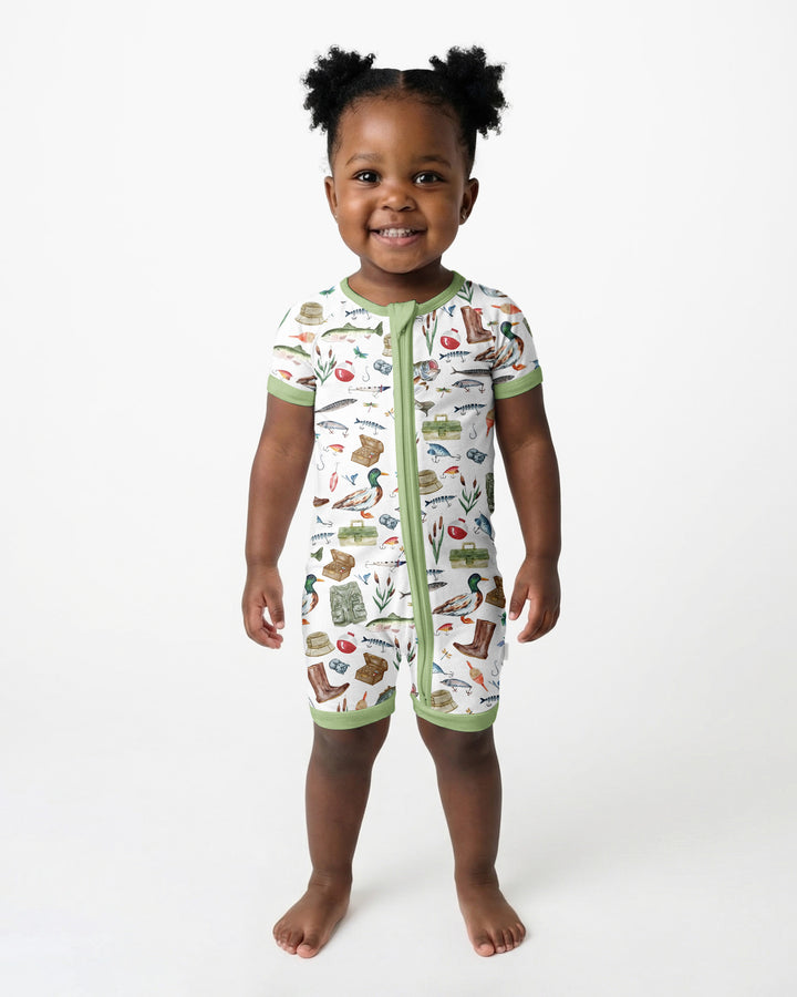 Daddy's Fishing Buddy Daddy& Me Matching Bamboo Shorty Zippy