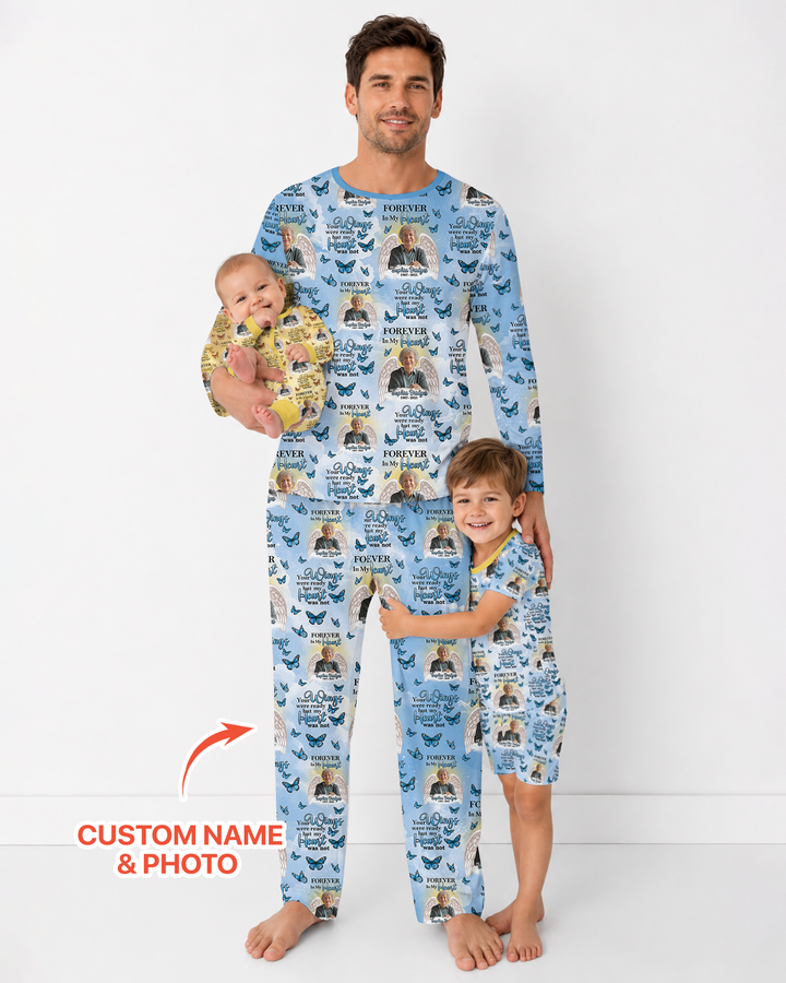 Custom Photo Forever In My Heart Family Matching Bamboo Men Pajama Set