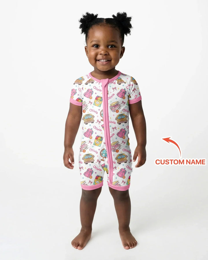 Custom Name Back To School Bamboo Shorty Zippy