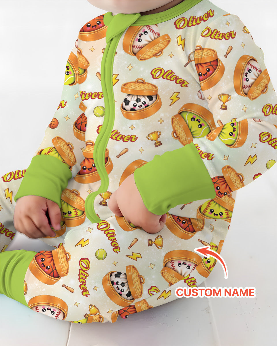 Custom Name Sports Dumpling Bamboo Convertible Zippy