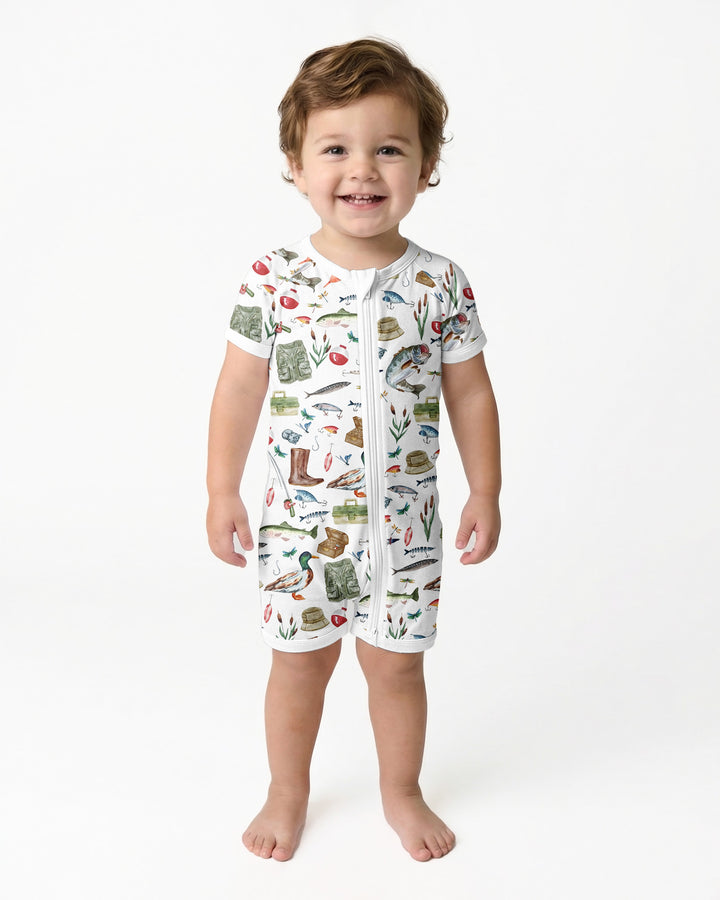 Daddy's Fishing Buddy Daddy& Me Matching Bamboo Shorty Zippy