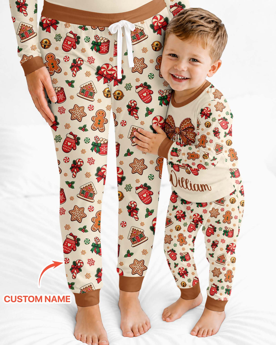 Custom Name Gingerbread The Bow Bamboo Women Pajama Set