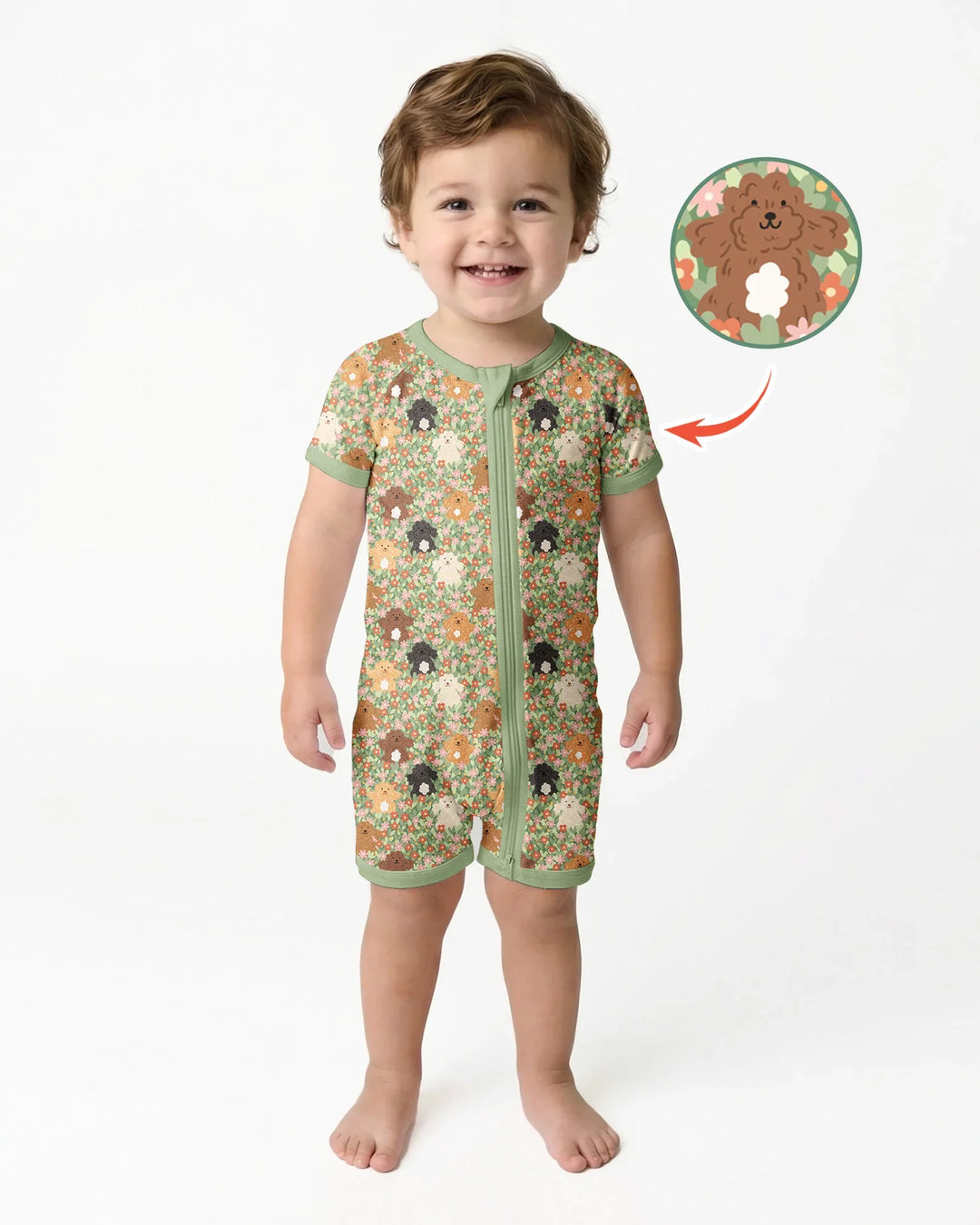 Puppy Garden Family Matching Bamboo Shorty Zippy