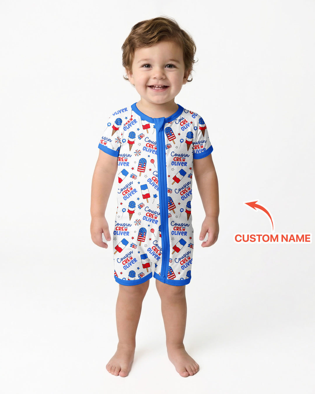 Plantilla PERSONALIZADA de Bambú Pijama Corto con Cremallera
